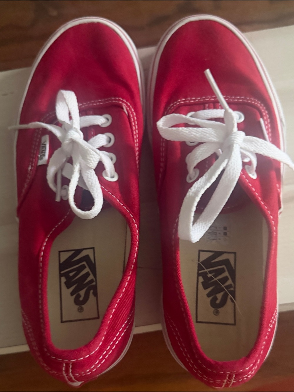 Vans Red Canvas Low-Top Sneakers with White Laces